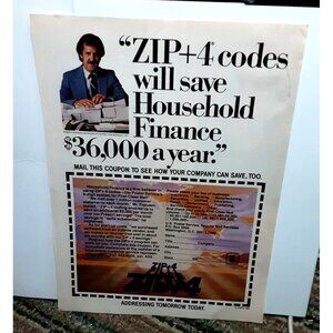 1985 USPS Postal Service Zip Plus Four Original Print Ad